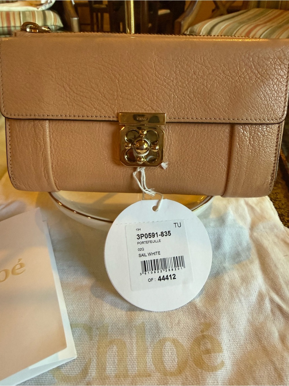Authentic Chloé Elsie Leather Long Continental Wallet Cream/ Pink - Picture 11 of 17